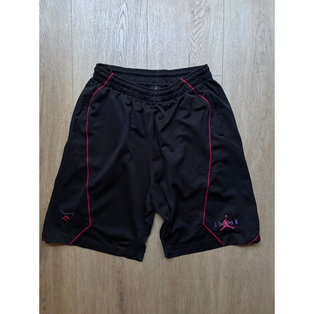 Jordan Mens Basketball Shorts Black Red Purple Mesh Jumpman Logo Size Large